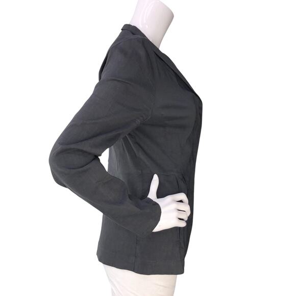 Eileen Fisher Blazer Womens M Charcoal Linen Blend Lightweight Jacket Stretch - Picture 9 of 14